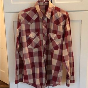 Vintage western shirt, size Medium, red blue plaid
